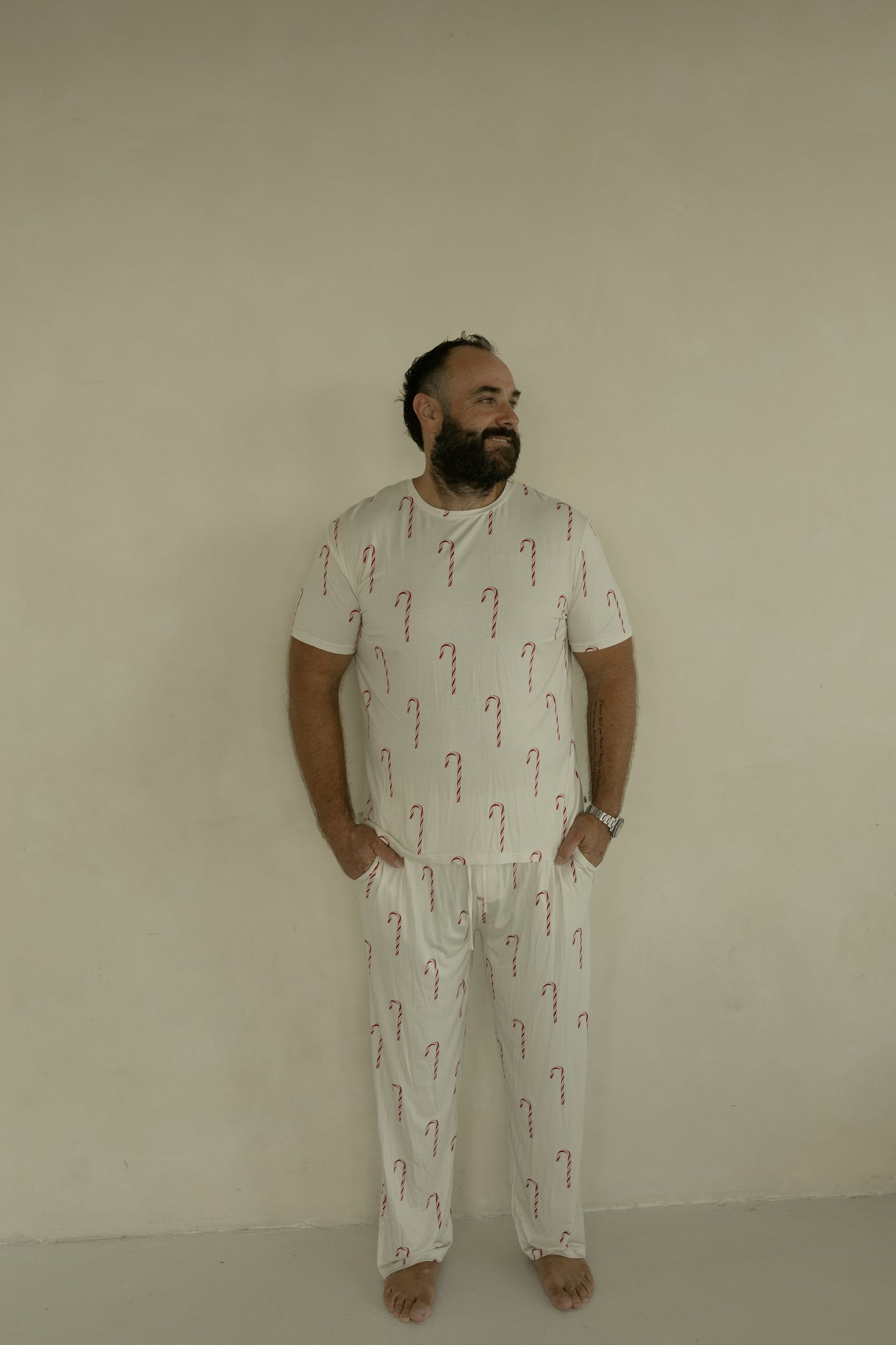 Men's Short Sleeve Bamboo Pajamas | Candy Cane