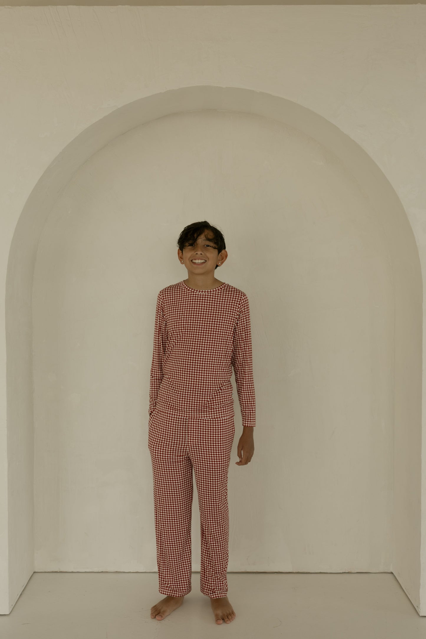 Pre-Teen Straight Leg Bamboo Pajamas | Red Gingham