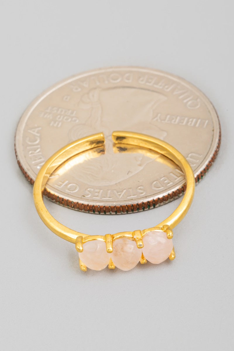 Rosy pink stone ring