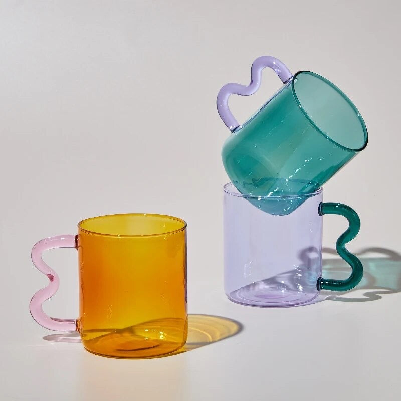 Colorful glass mug/cups