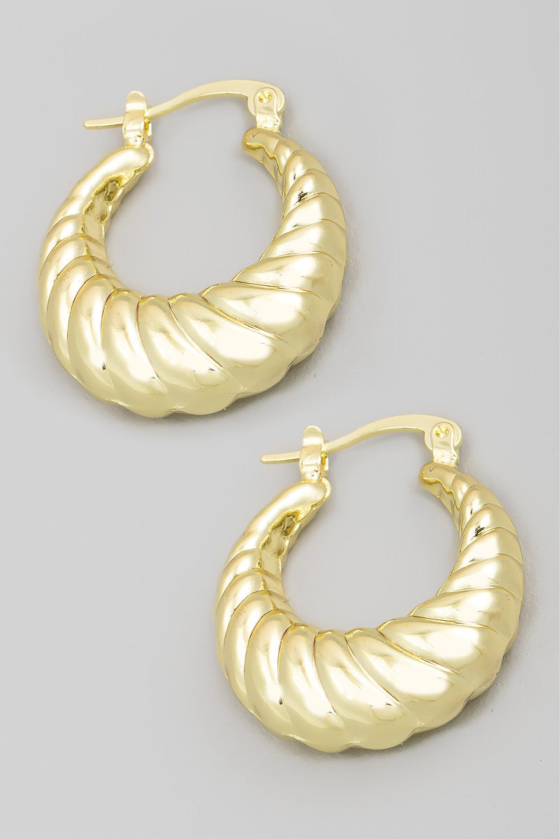 Croissant gold hoop earrings