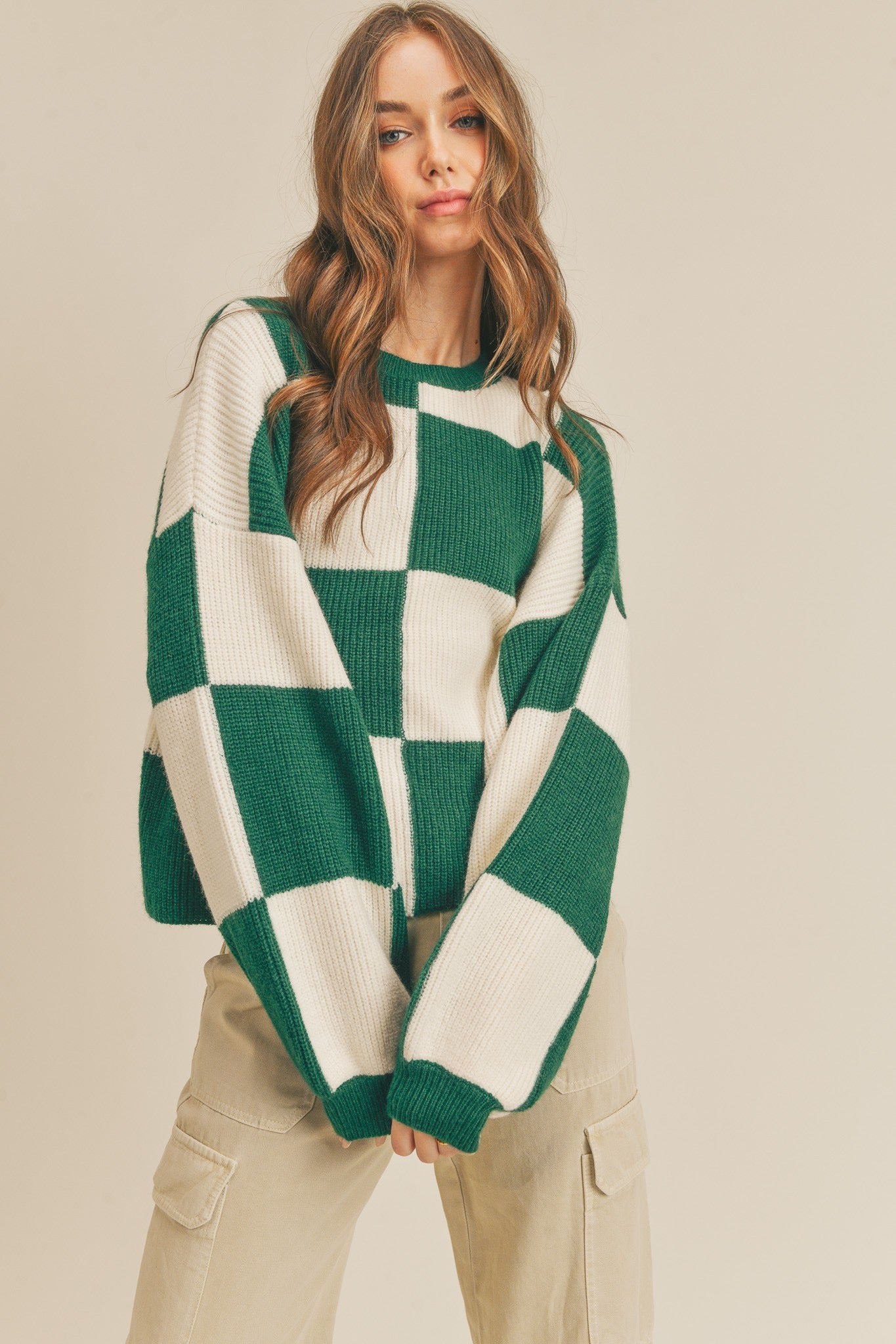 “Forest” checkered sweater