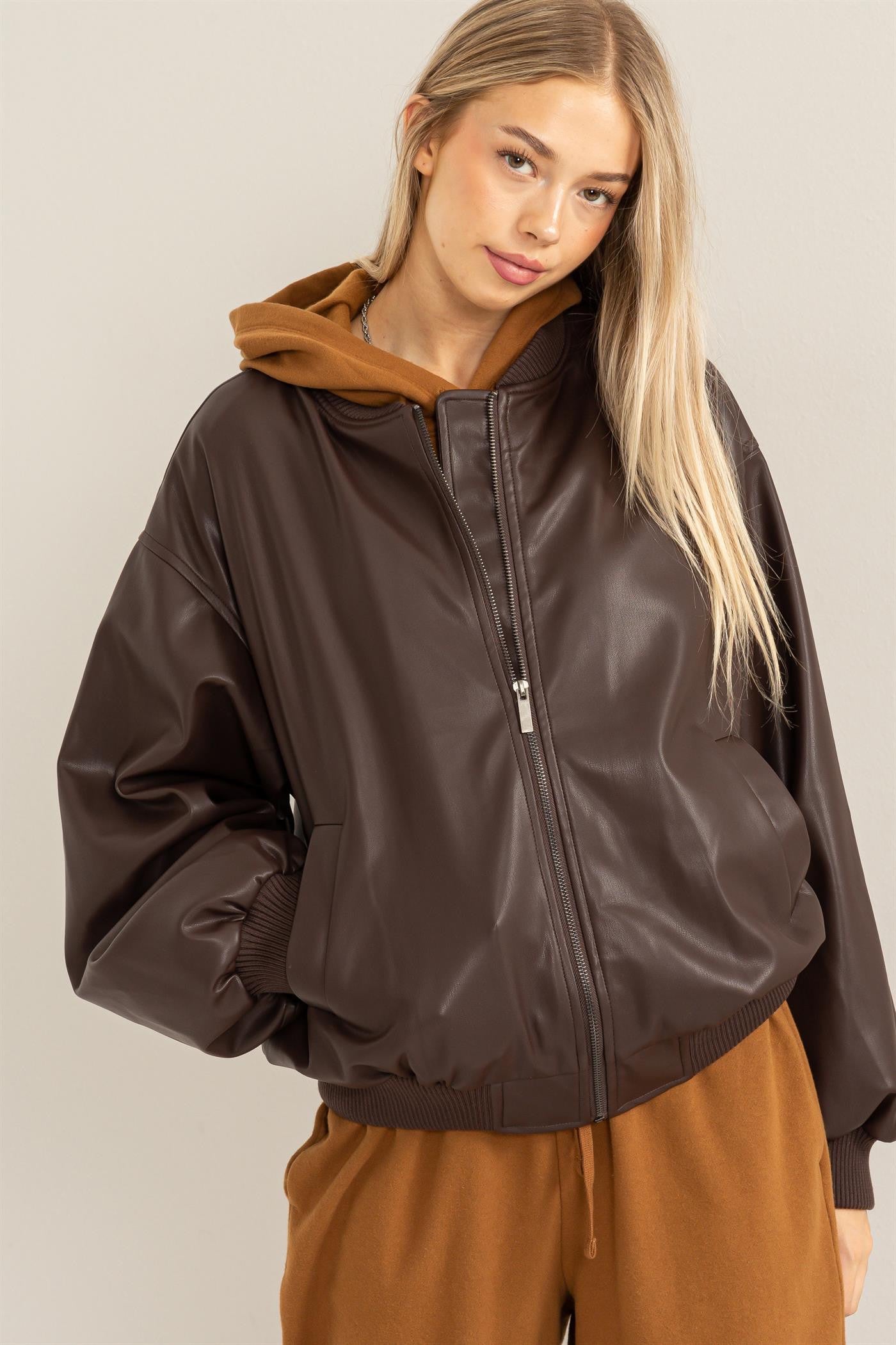 “Brooklyn” leather jacket (brown)