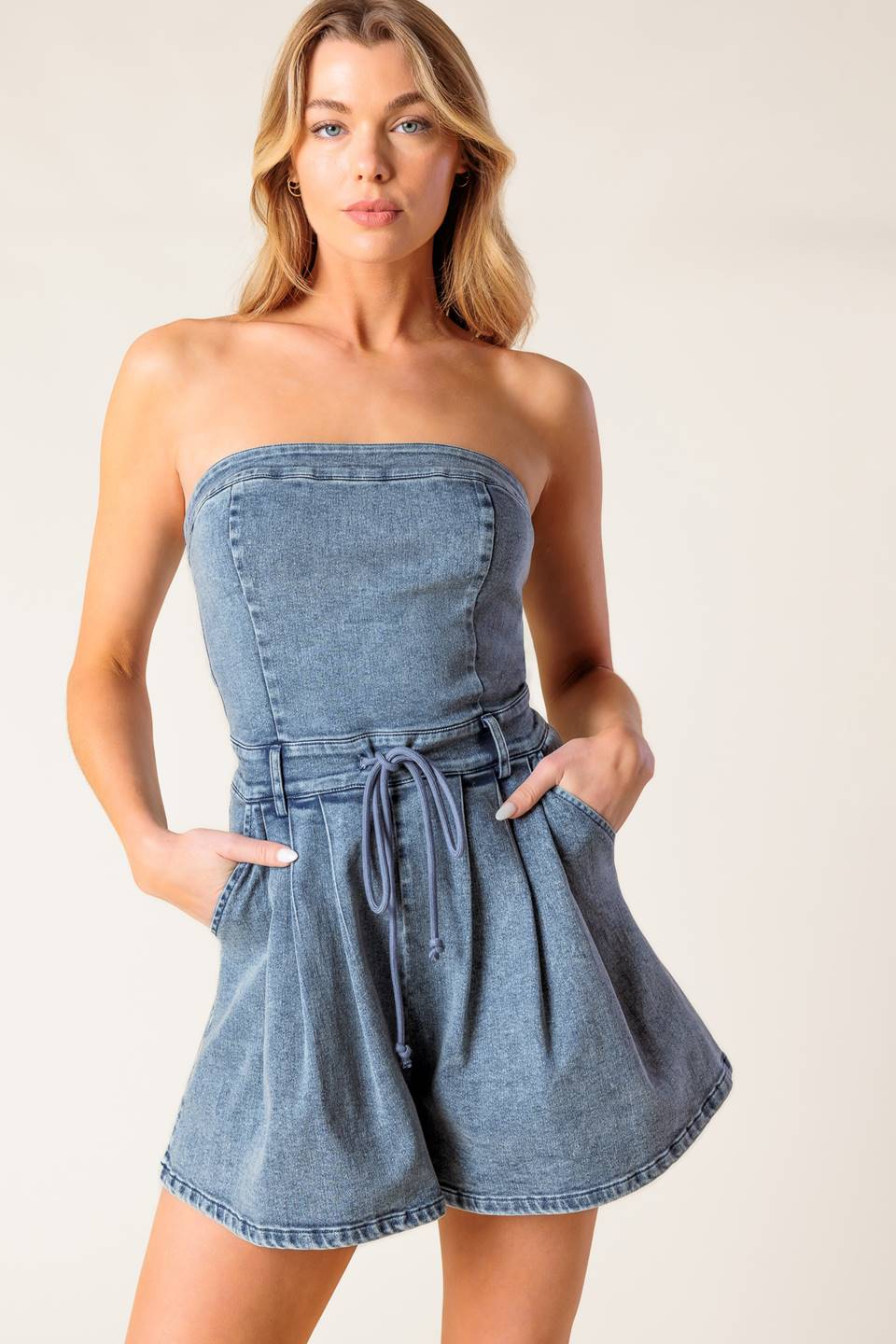 A BAR SONG DENIM ROMPER