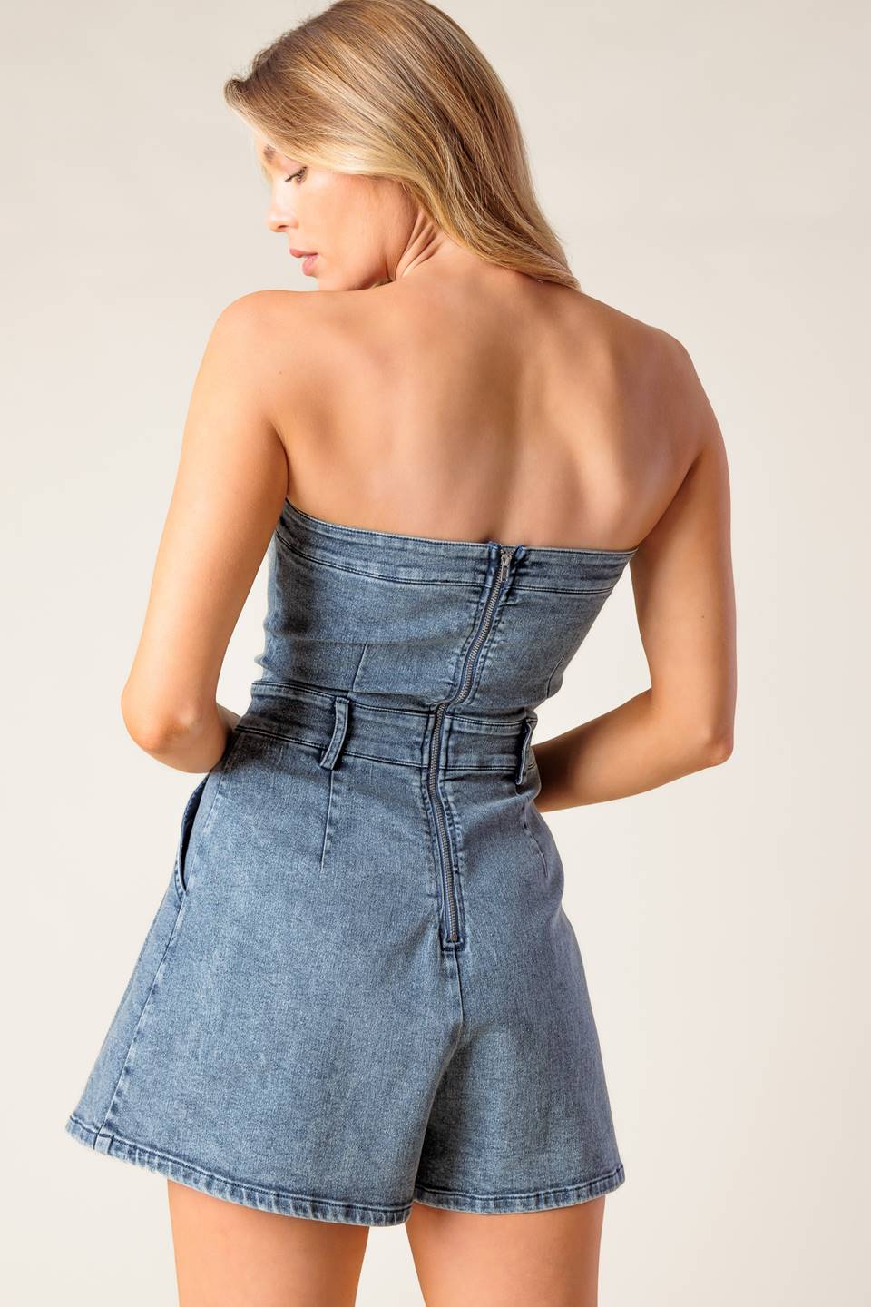 A BAR SONG DENIM ROMPER