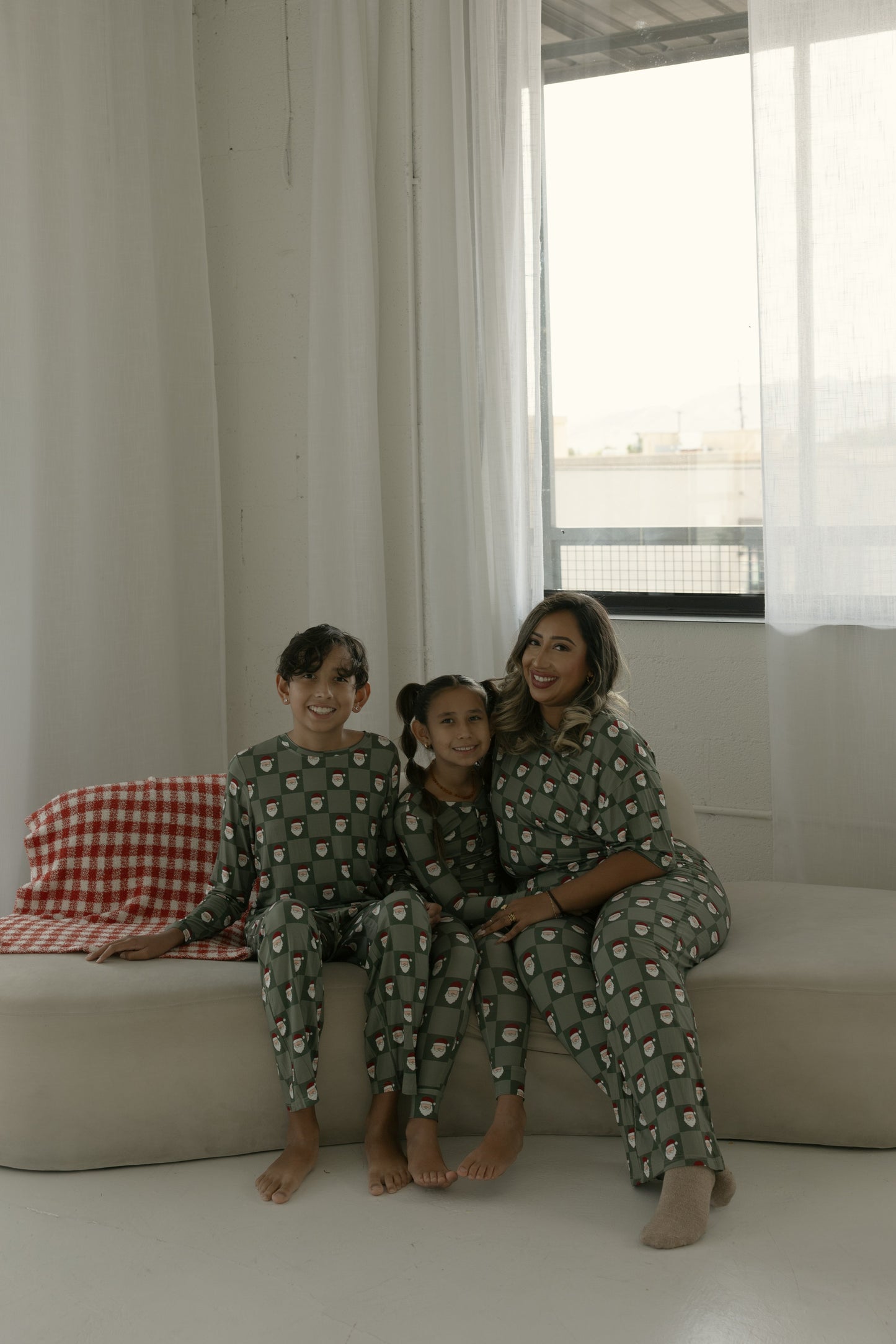 Bamboo Two Piece Pajamas | Santa Checkerboard
