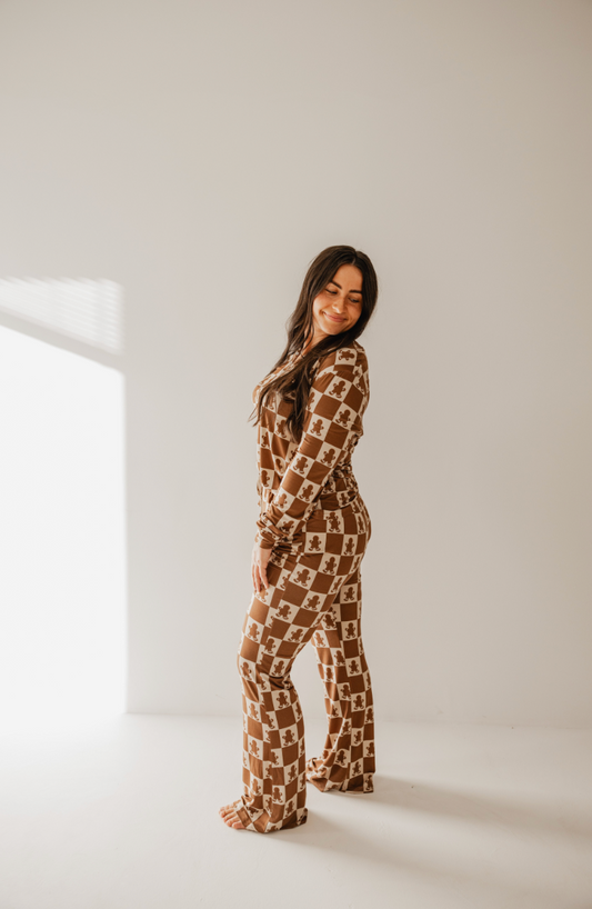 Women's Bamboo Pajama | Gingerbread Checkerboard 2024