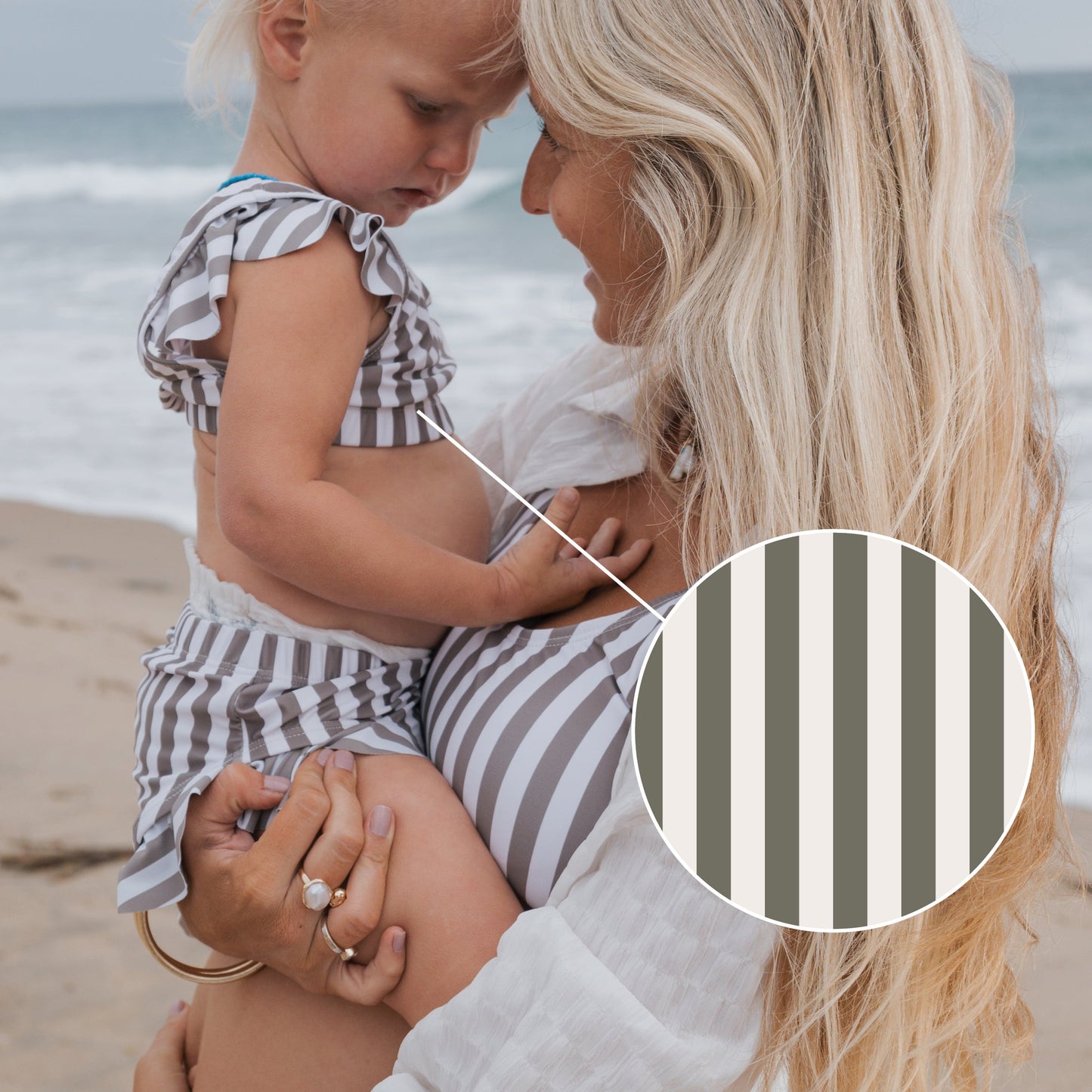 Girl's Two Piece Swimsuit | Olive Stripe